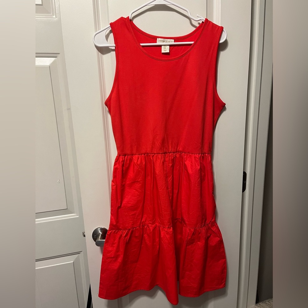 Cynthia Rowley Red Tiered Cotton Dress